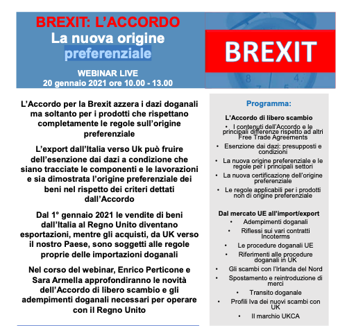 Brexit: l’accordo. La nuova origine preferenziale